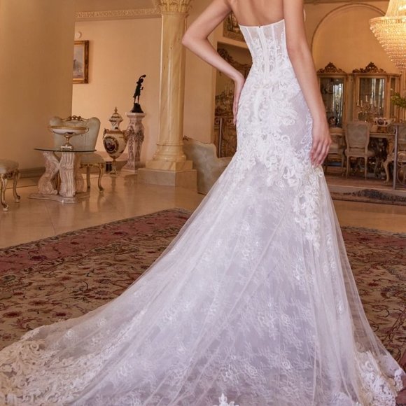 NEW WHITE WEDDING BRIDAL Sweetheart Neck Mermaid Shape Prom Dress CD928 - Picture 8 of 10